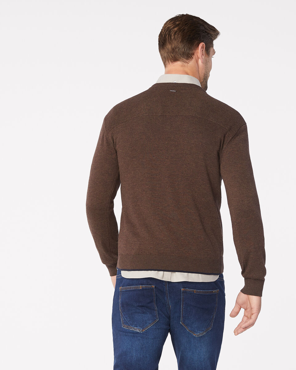 Penrose V Neck Jumper, Brown Marle, hi-res